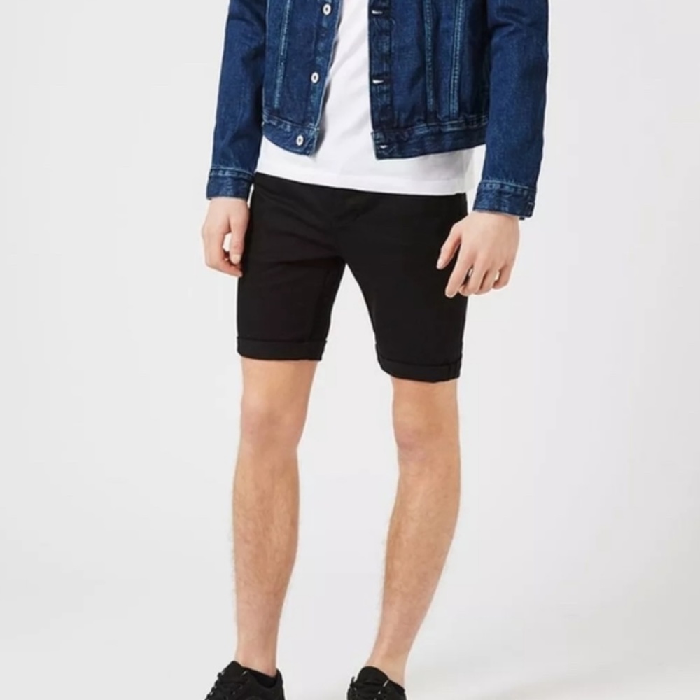 NWOT Topman stretch skinny black denim shorts